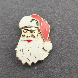 Vintage Santa Clause Large Brooch Pin Christmas Festive Holiday Party Accessory